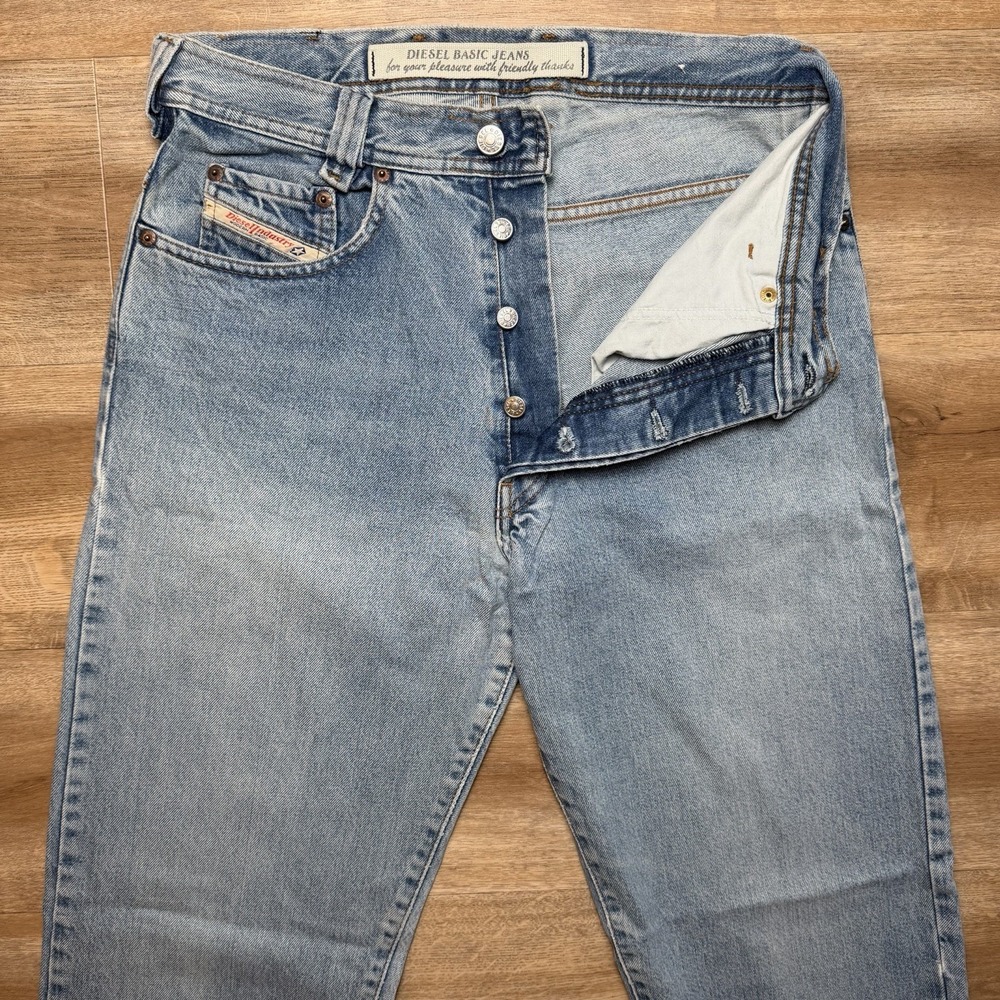 Diesel Jeans Men 29x32 Blue Saddle Loose Tapered Leg Baggy Italy Western Vintage